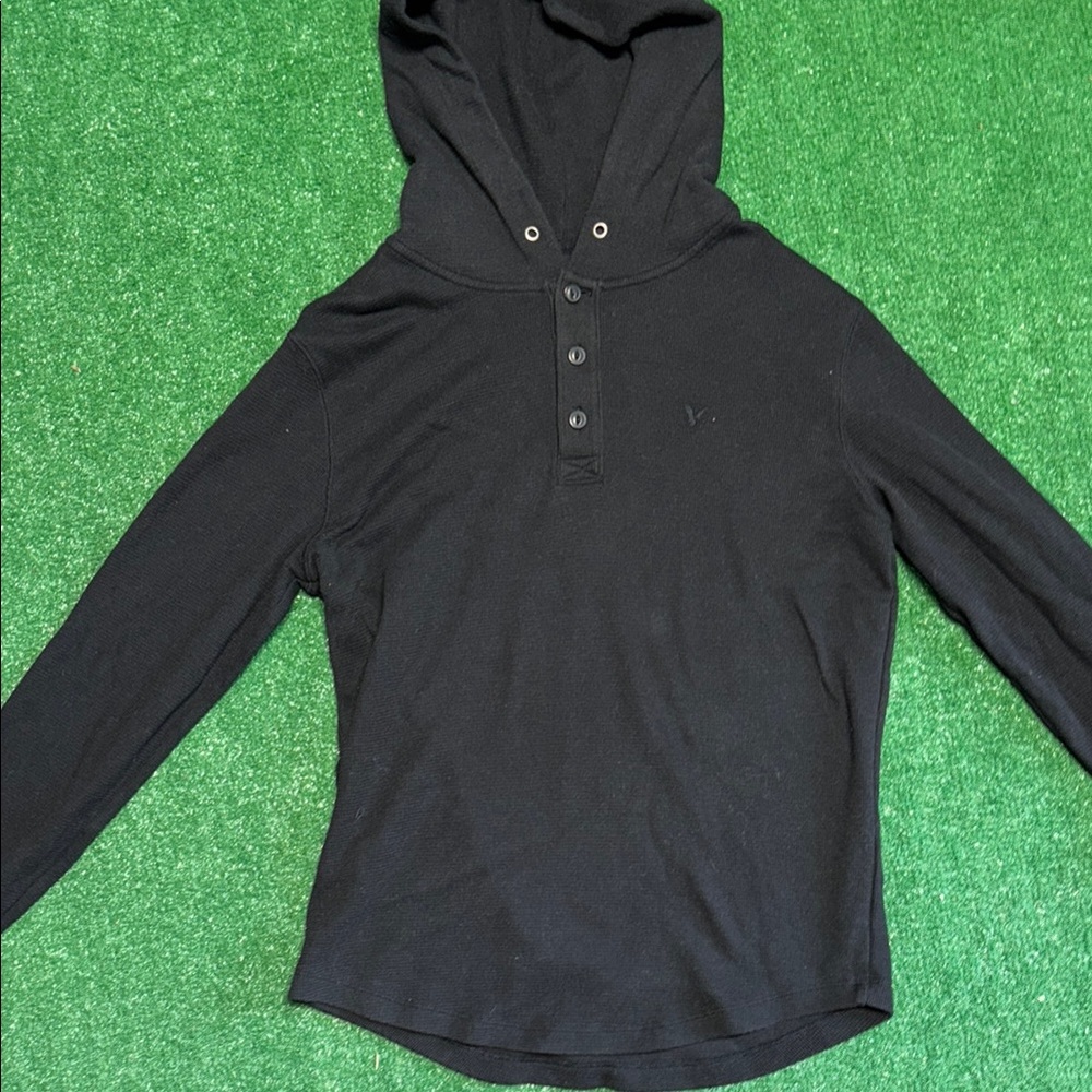 AE Black Hooded Long Sleeve Shirt
